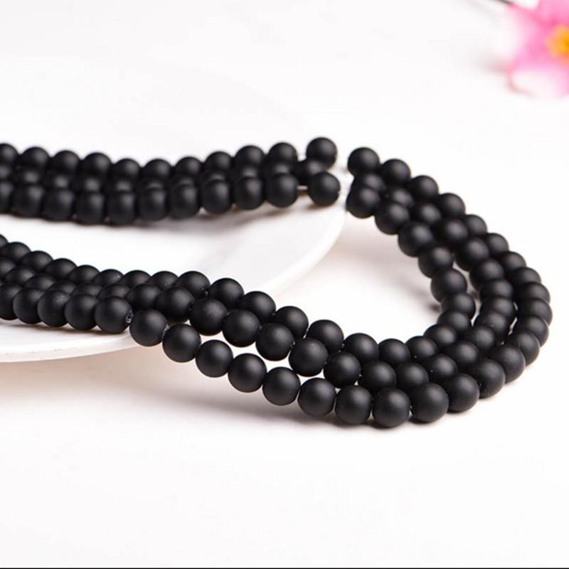 5A Quality Black Polish Matte Onyx Agates Round Beads 15" Strand 4 6 8 10 12 14 MM Pick Size For Jewelry Making
