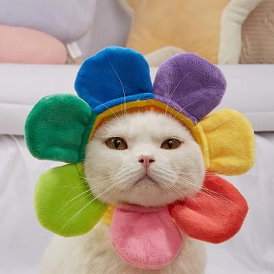 1Pcs Pet Headgear Cute Dog Teddy Dress Sunflower Cat Headdress Wig Cat Headgear Hat