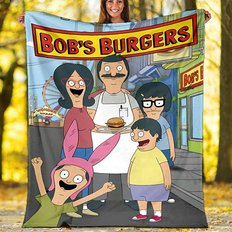 Bob's Burgers Theme Printed Blanket - Perfect for Couch, Bed, Travel & Outdoor Use | Machine Washable, Cozy & Durable.