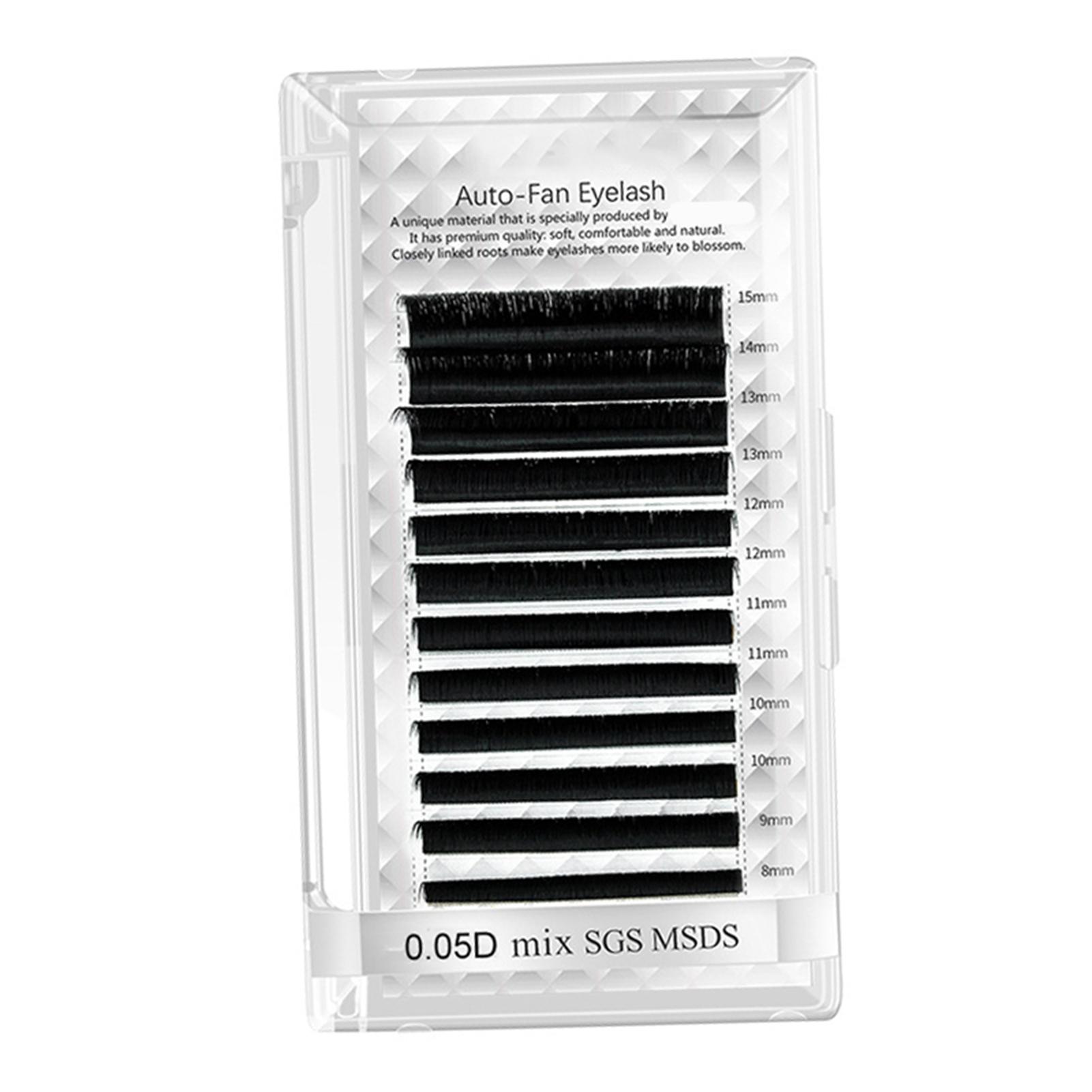 

Auto Fan False Eyelashes Women Professional Salon Black Volume False Lashes for Eyelash Extension 0.05D 0.3‑0.6in Mix