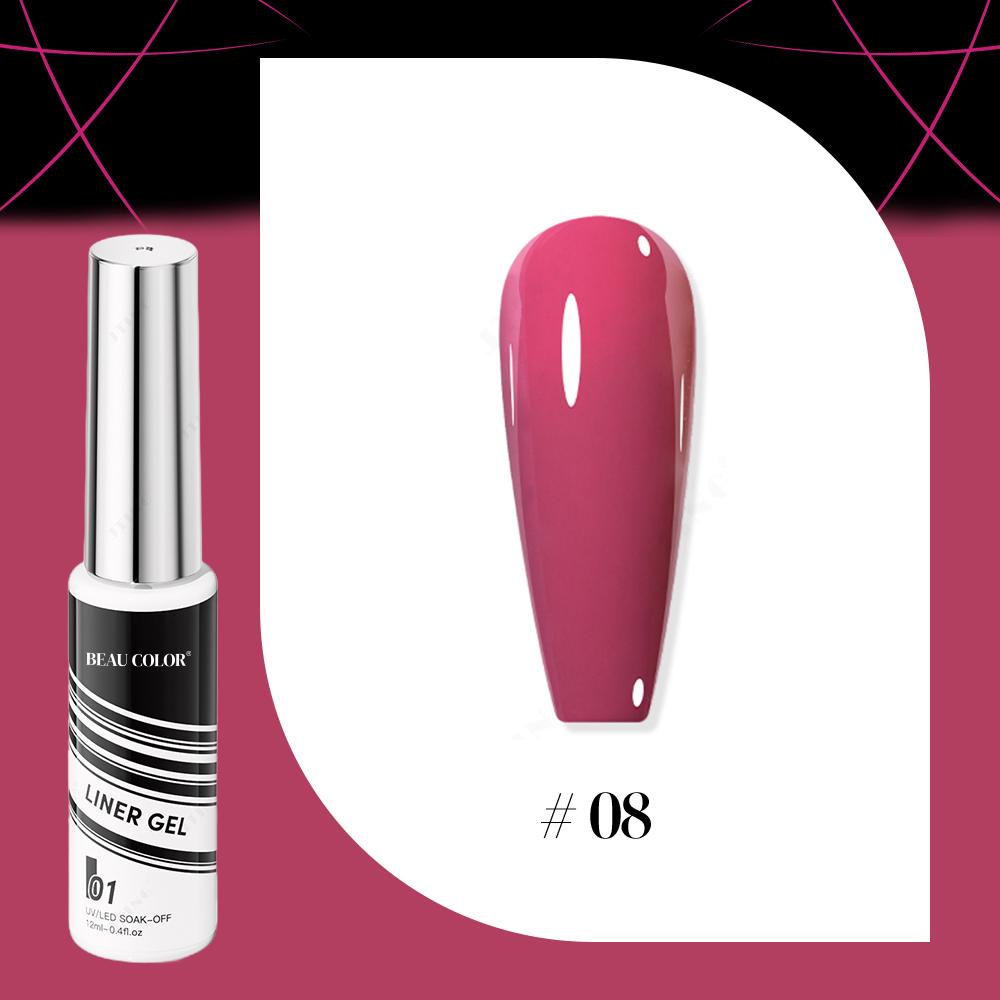 BEAU COLOR 1pcs 12ml 16colors Painting Liner Gel Polish Collection Semi-permanent Nail Art UV/LED Gel Polish