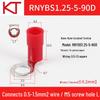 Kaishtong Right Angle Copper Wire Lug - Nylon Round RNYBS1.25-6, 80° Bend Terminal