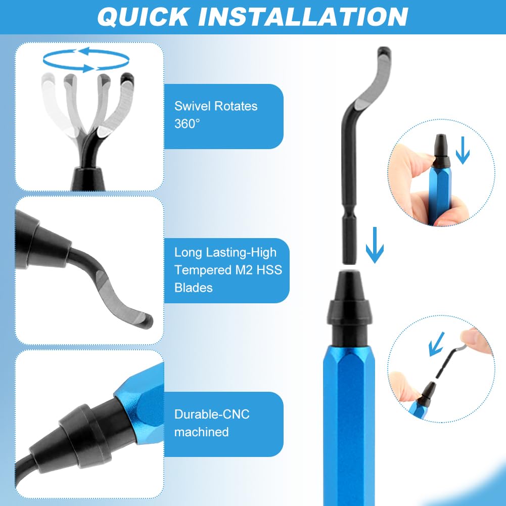 Deburr Blade Deburring Tools Tools Flexible Deburring Remover Hand Tools Handle High Speed Steel With 10pcs Rotary Deburr Blades