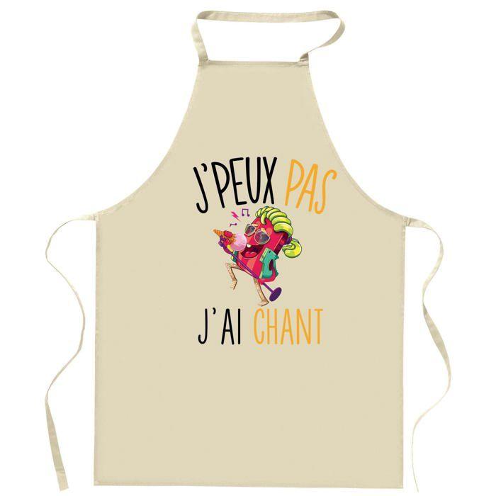 Tablier de cuisine - Planetee - motif "chant J'peux pas" - coton résistant - imprimé en France