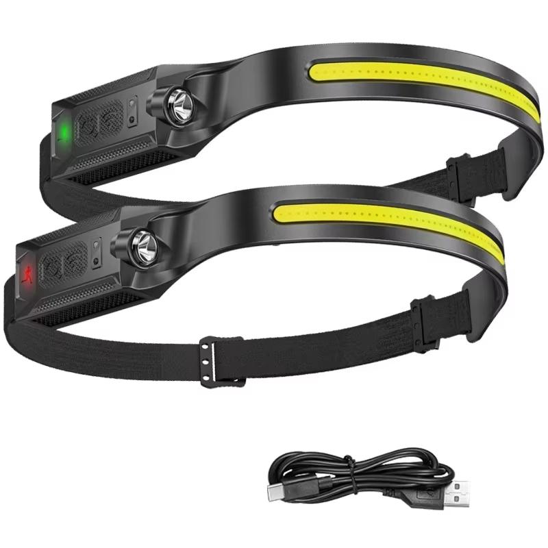 Sensor LED Headlamp USB Rechargeable Head Torch 5-mode Lighting Headlight Flashlight Running Light Camping Torch Emergency Lamp
