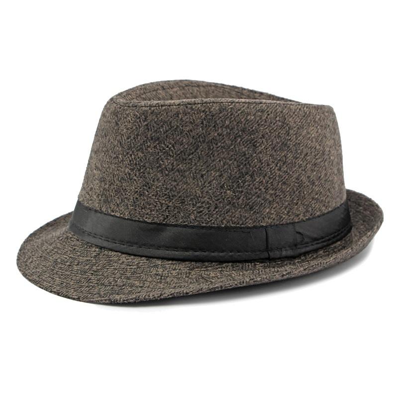 Pălărie nouă britanică de iarnă din lână cu carouri, pălărie jazz pentru bărbați de vârstă mijlocie, pălărie cu boruri mari și calde, pentru nuntă, petrecere, tată, pălărie bucket, fedora din pâslă, șapcă