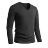 Men Long Sleeve T Shirt V Neck Solid Color Casual Streetwear Lightweight Comfortable Fit Simple Design Long Sleeve Top