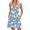 Fashion Women Summer Dress Vintage Floral Print Adjustable Spaghetti Straps Beach Vacation Casual Dress With Pockets