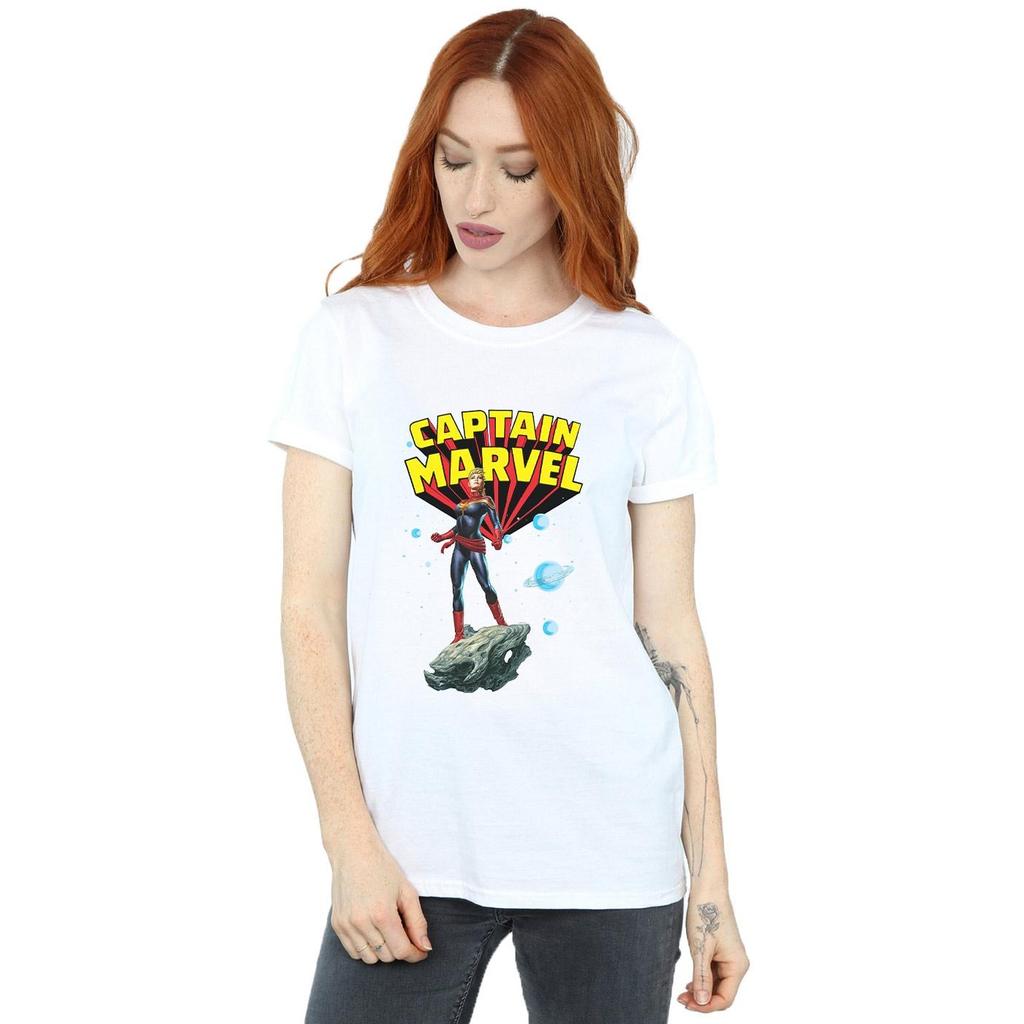 Marvel Womens/Ladies Captain Marvel Space Pose Cotton Boyfriend T-Shirt