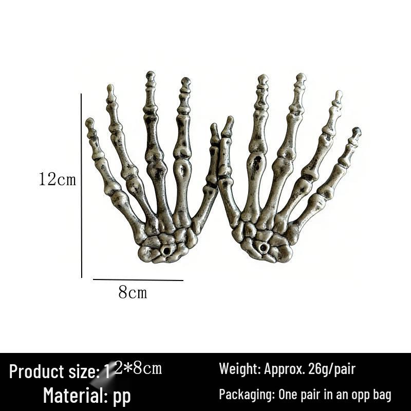 Halloween Skull & Skeleton Stake Set: 3-Piece Hand Bones & Head Decoration for Festive Props