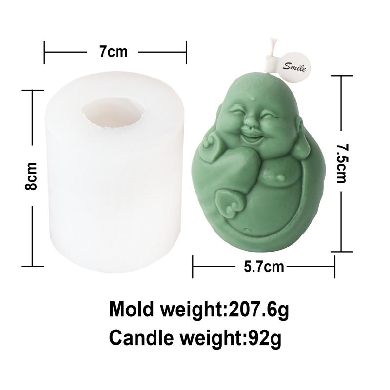 3D Maitreya Buddha Statu Silicone Candle Mold DIY Buddhist Monk Shape Handmade Laughing Buddha Plaster Candle Making Mould Craft