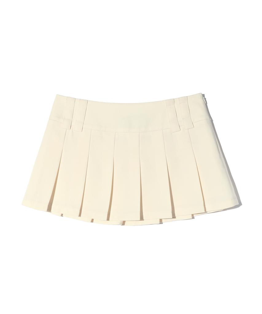Yuhee Belt Pleats Mini Skirt Cream