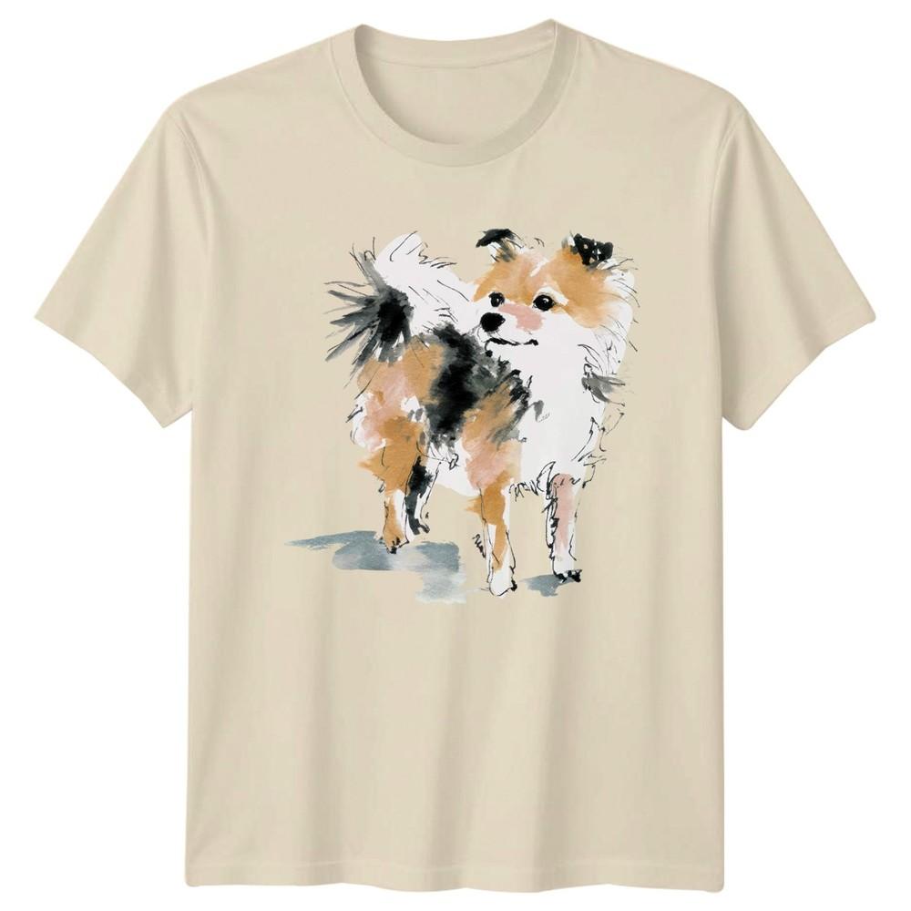 Watercolor Doodle Dog TShirt Pomeranian Pet Birthday Gift For Him And Her