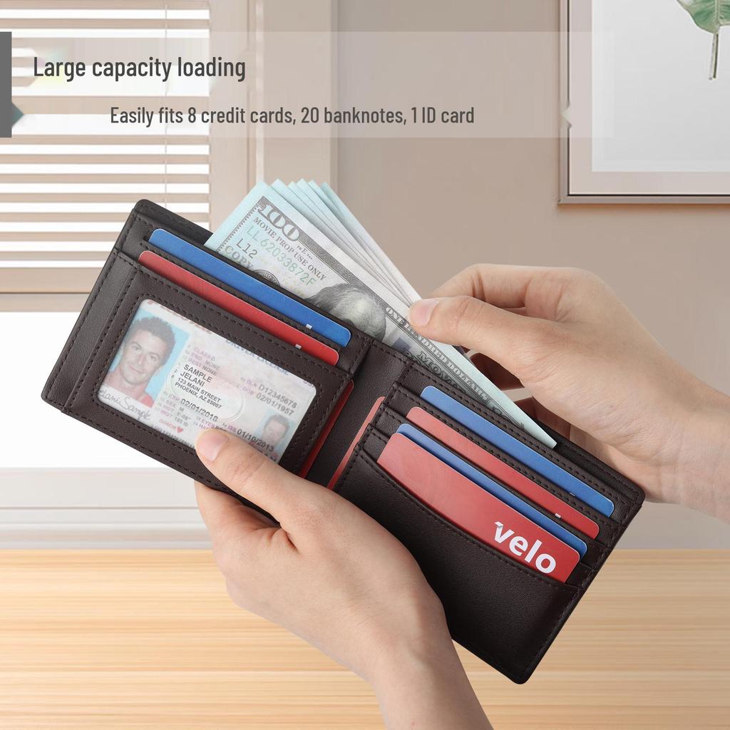 Men's Carbon Fiber Texture Bifold Wallet with Multi-Card Slots
