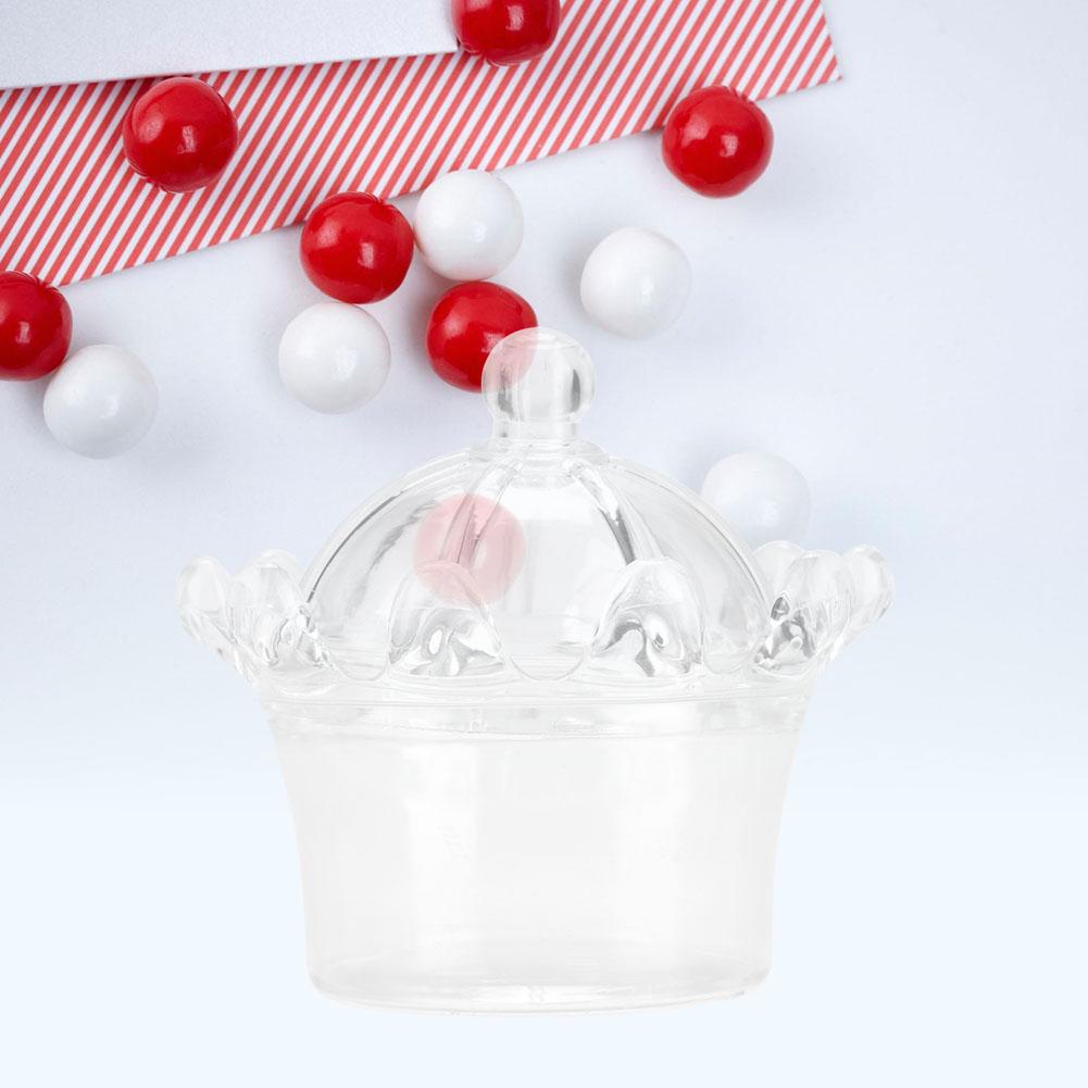 12Pcs Gift Bags Transparent Crown Plastic Box For Party Gift Chocolate Boxs;Pink: