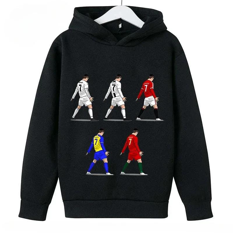 Spring Autumn Casual Children's Hoodie Sports Sweatshirt for Boys and Girls Ronaldo Printed Fashion Kids Pullover Top