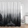 Mist Forest Shower Curtain Snow-capped Pines Nature Landscape Simple Bathroom Decorative Modern Polyester Shower Curtain
