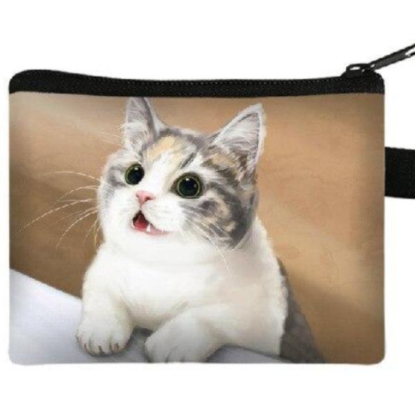 New Cute Cat Print Coin Purses Mini Coin Wallet Bag Card Holder ID Credit Holder Pocket Women Girls Coin Purse AVE