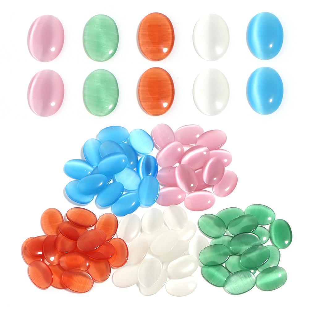 Louleur 10-30pcs Natural Stone Cat Eye Cabochon Beads For Jewelry Making DIY Handmade Necklace Bracelets Earring Accessories