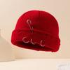 European and American Fashion Hole Knitted Wool Hat Autumn and Winter Retro Big Head Circumference Dome Cold Hat Men's and Women's Ear Protec
