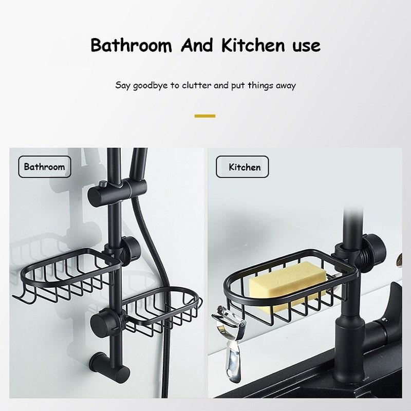 Kitchen Sink Drain Rack Sponge Storage Basket Faucet Holder Space Aluminum Soap Drainer Shelf Organizer Bathroom Accessories