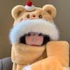 Cake Bear Plush Hat Scarf Integrated Female Winter Cute Cold-proof Thickened Warm Scarf Gloves Three-piece Set