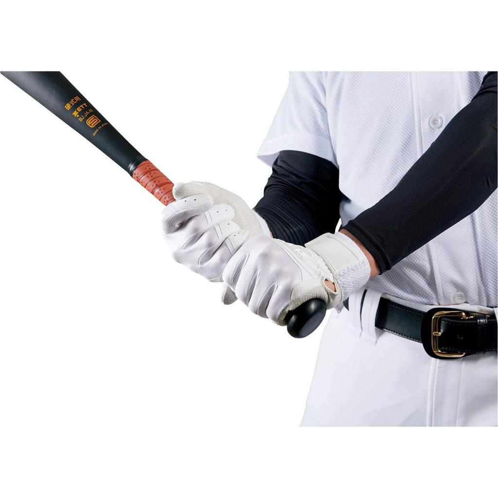ZETT Baseball Batting High School Baseball Rules Silicone White Size M Gloves, Hand-Held, Compliant, Palm, (1100), (BG519HS)