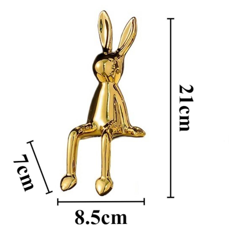 

Sitting Rabbit Figurine Creative Ceramic Rabbit Sculpture Desktop Animal Decoration Ornament Luxury Home Decorative Accessories золотистый
