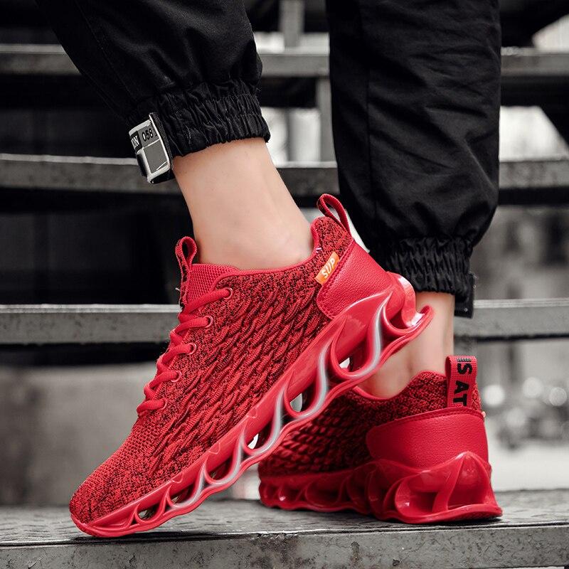 Czerwone Łuski Rybie Męskie Buty Casual Męskie Sneakersy Modne Podeszwa Ostrzowa Nowy Przybycie Buty do Biegania Dla Mężczyzn Buty Sportowe Oddychające