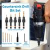 5-teiliges HSS-Senkerbohrer-Set mit austauschbaren Bohrern magnetischem Halter L-Schlüssel für Bohrmaschine geeignet für schnelles