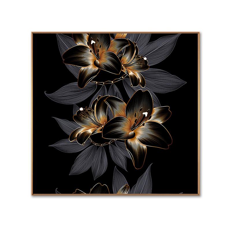 

Черный золотой растительный лист холст печать плакатов современный домашний декор абстрактная настенная живопись скандинавская картина для украшения гостиной 30x30cm No Frame