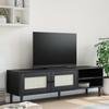 TV Stand SENJA Rattan Look Black 158x40x49cm Pine Wood