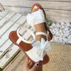 Elegant Solid White Bowknot Decoration Sandals Women Sweet Soft Sole Flat Heels Sandals Women 2025 Summer Ankle Strap Shoes