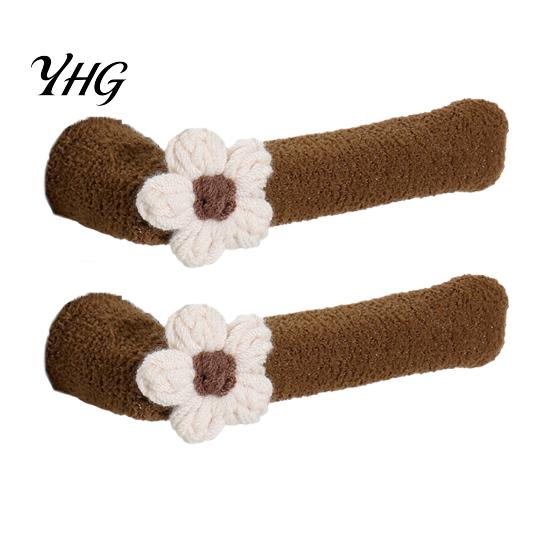 Door Handle Sleeve 2/4Pcs Flower Cover, Anti-collision Knob Protector, Anti-Static Easy Install Cover Anti-Freeze Lever for Home Office Bedroom Fabric