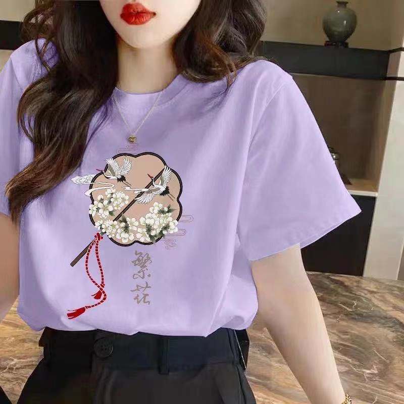 Cotton Short-sleeved T-shirt Women's Summer Style Chinese Style Loose White Bottoming T-shirt Trendy