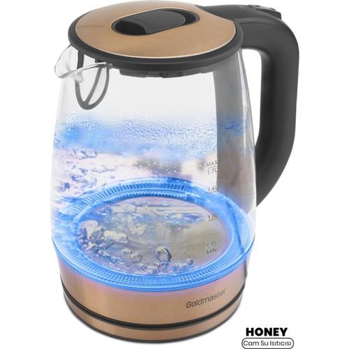 

Goldmaster Honey Розовое золото Нержавеющая сталь 2200 Вт 1,7 л Стеклянный чайник с подсветкой Чайник