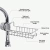 Faucet Sponge Holder for Kitchen Sink, Sponge Drain Rack, Stainless Steel Hanging Storage Rack, Soap Dish Brush Dishcloth