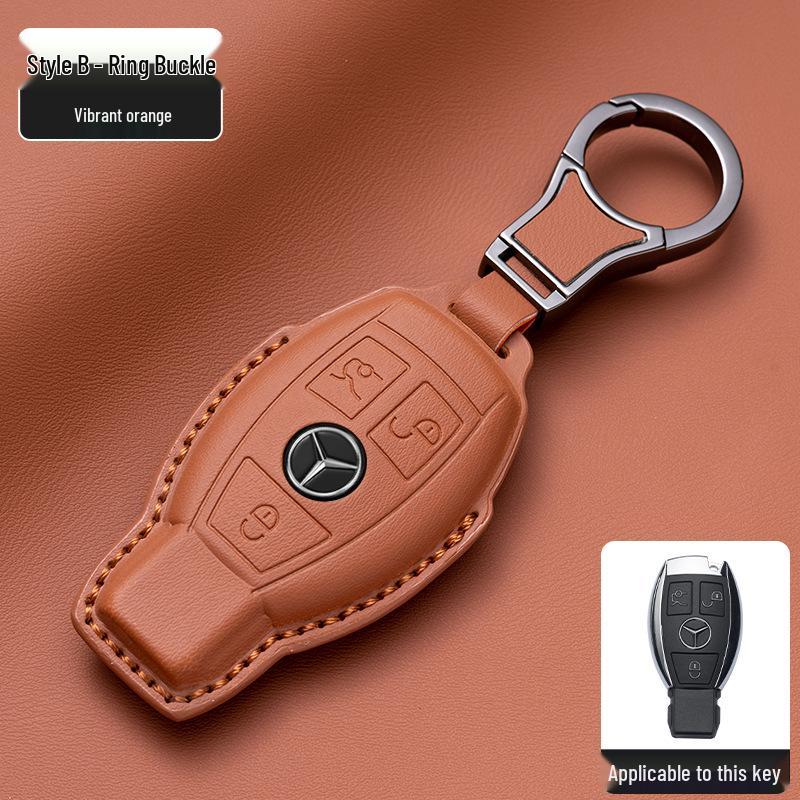 Mercedes-Benz Original Color Nappa Leather Key Case for GLE, GLAC200L, C260L, E300L, E-Class, S-Class, and C-Class.