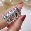 Colorful Heart Cubic Zirconia Adjustable Ring: Elegant & Trendy Women's Stackable Index Finger Jewelry