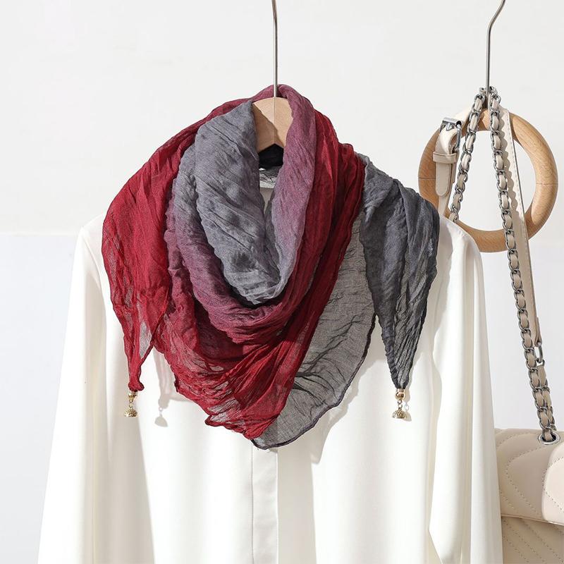 Women Scarf for Women Fashion Square Scarf Bohemian With Magnetic Buckle Casual Long Pleated Outings