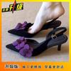 Back space buckle with pointed toe high heels 2025 new French temperament beautiful flower thin heel toe sandals for women