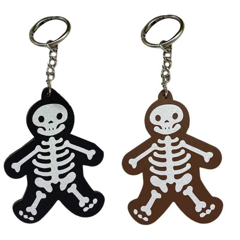 Practical Leather Keychain Feature Gothic Skeleton Charm For Year Round Style And Special Occasion Accessorizing