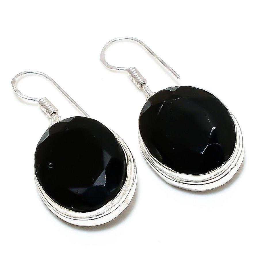 

Black Spinel Gemstone Handmade Ethnic Jewelry Earring 1.62 SR-3108
