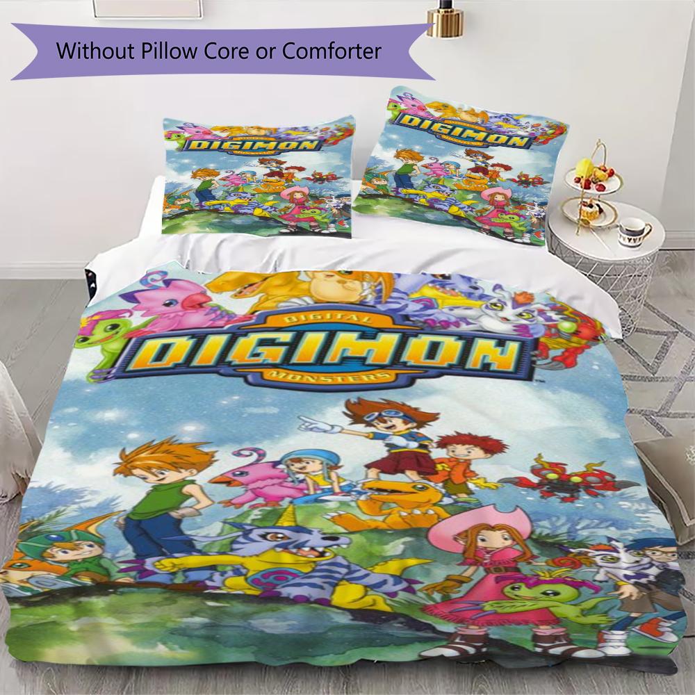 

Digimon Adventure Pattern Bedding uilt Set uilt Cover Pillowcase Home Decoration Birthday Gift (1 * duvet cover + 2 * pillowcase without core) 135x200cm