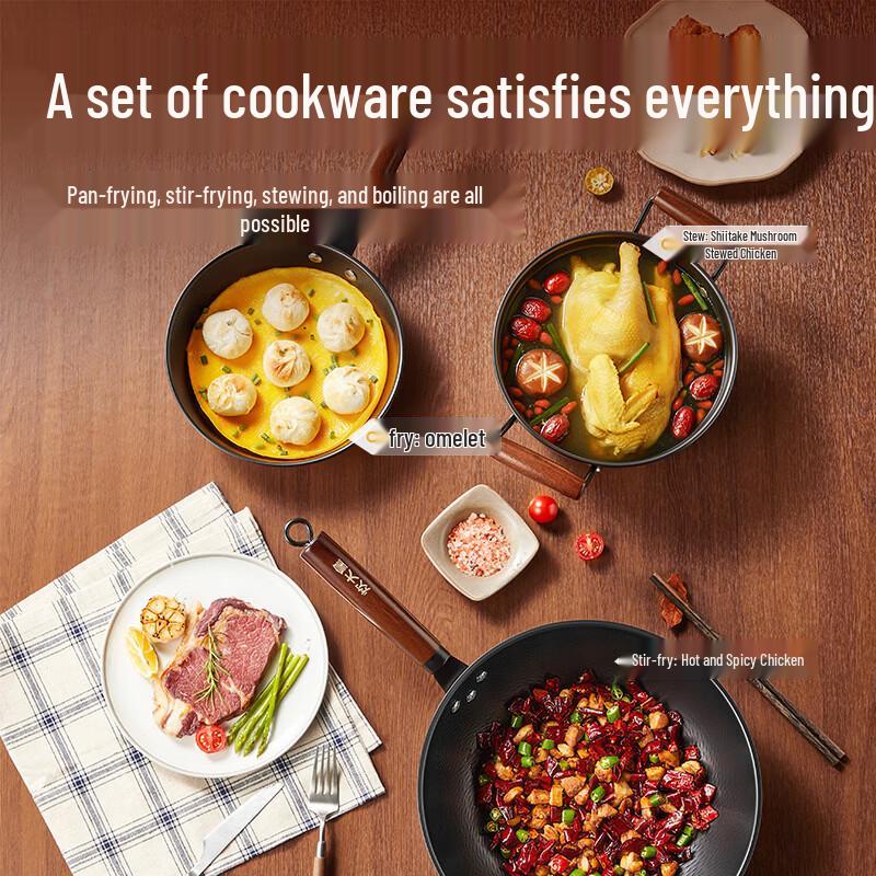 COOKER KING Hammered Cast Iron Cookware Set with Electric Hot Pot