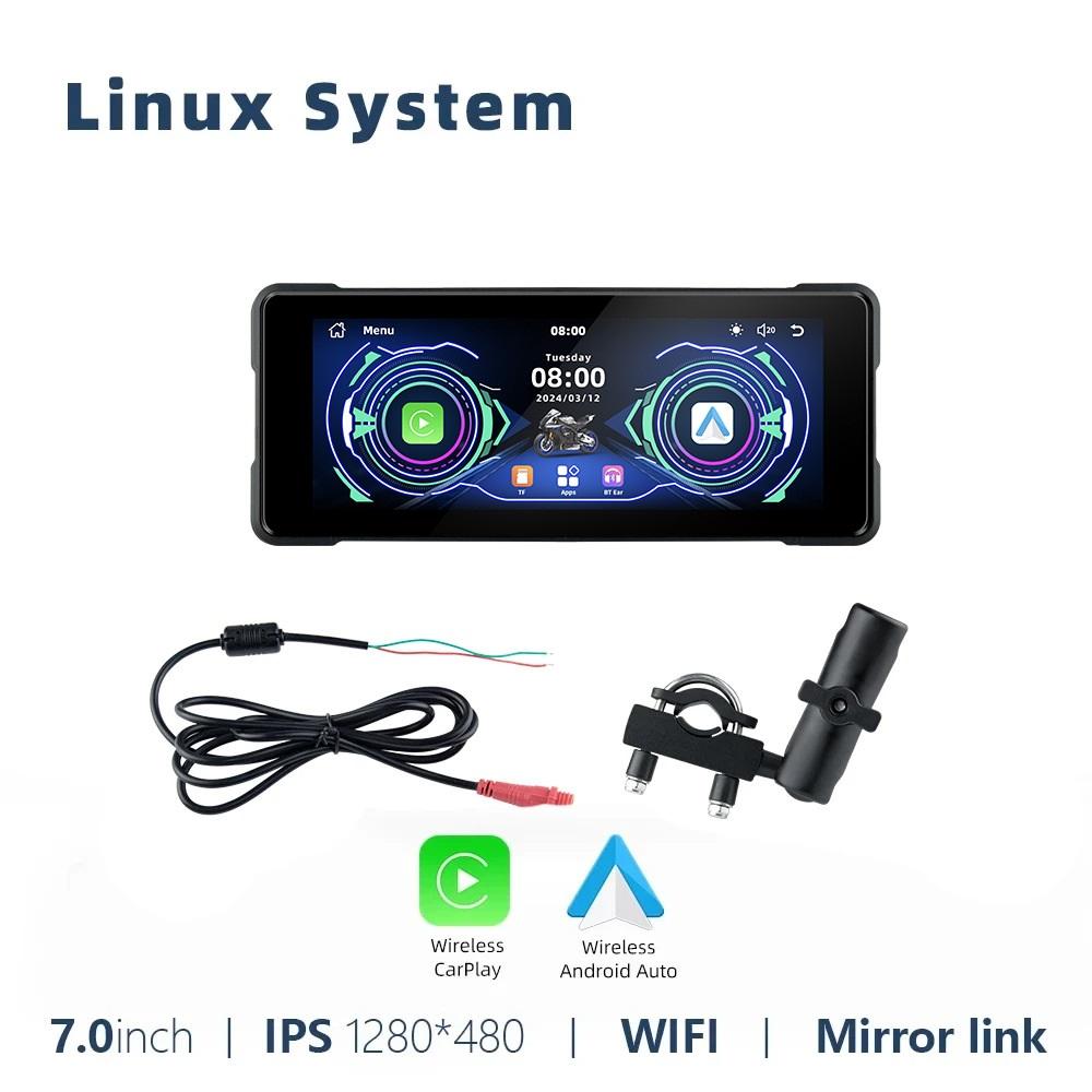 

7-дюймовый мотоцикл CarPlay 800nit внешний IP67 водонепроницаемый экран для мотоцикла поддержка беспроводной CarPlay и Android Auto Bluetooth