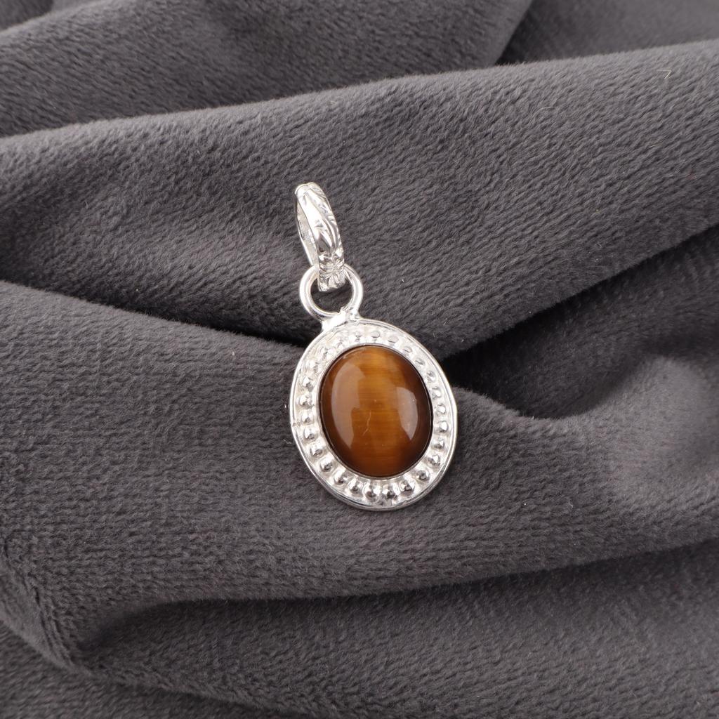 Yellow Tiger's Eye Gemstone Jewelry, 925 Solid Sterling Silver Jewelry, Handmade Pendant Gift For Women