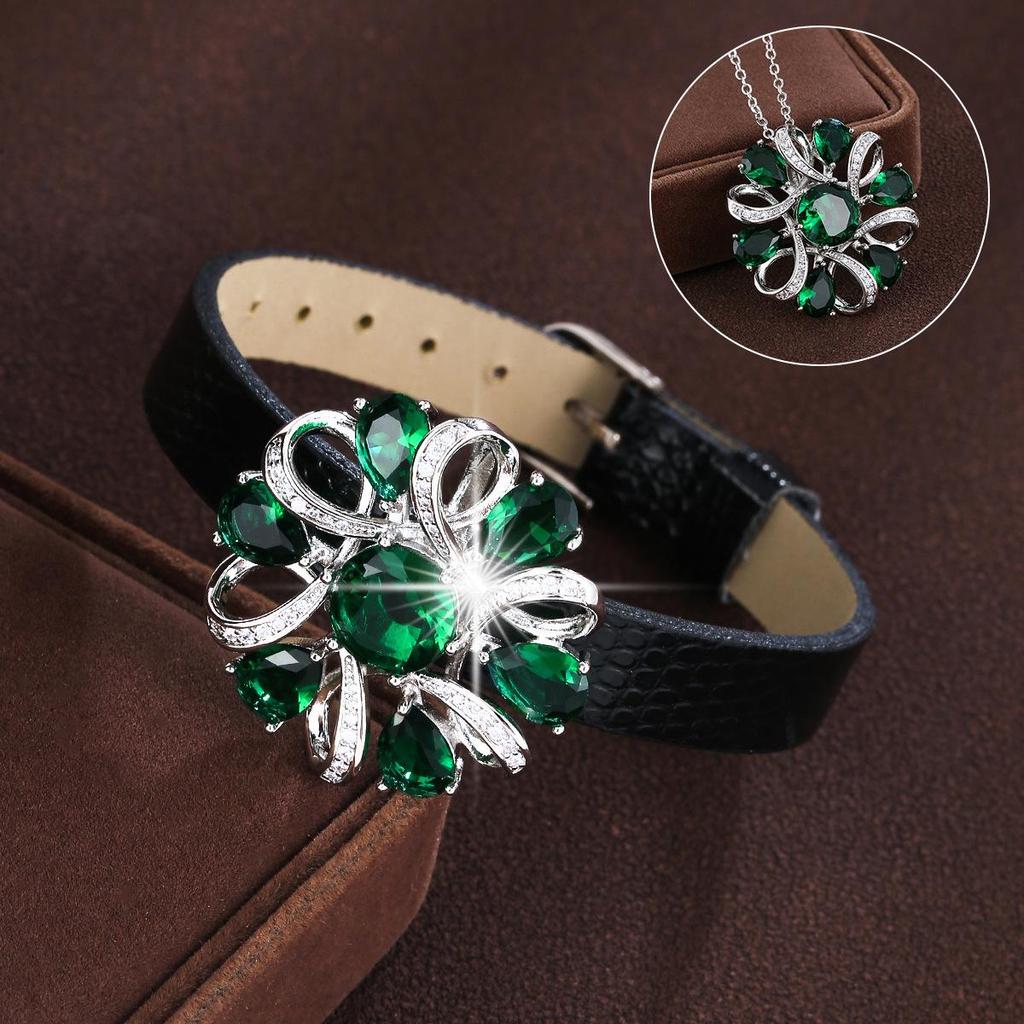 Elegant Multicolor Zirconia Flower & Water Drop Women's Copper Bracelet