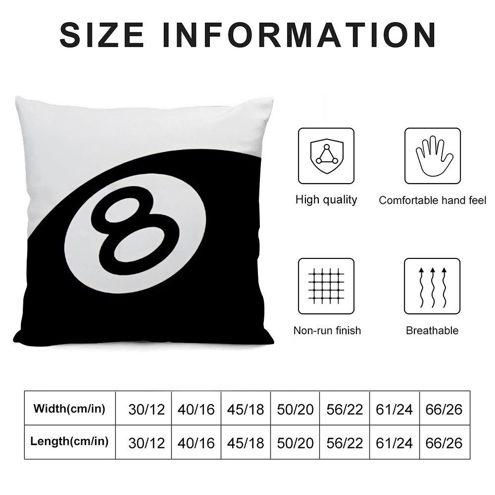 Black Ball 8 Cushion Cover Silky Short Plush Double-Sided Printed Pillow Case For Sofa All Seasons Home Decor Gift