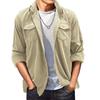 Mens Solid Corduroy Long Sleeve Casual Shirt Daily Outerwear